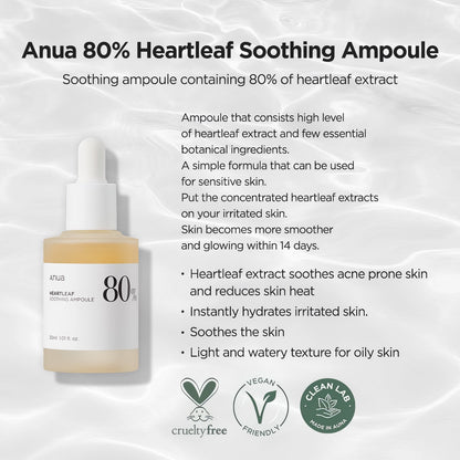 Anua Heartleaf 80% Soothing Ampoule 30ml-Wonder Skin