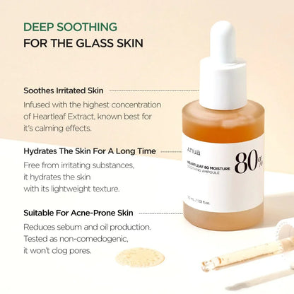 Anua Heartleaf 80% Soothing Ampoule 30ml-Wonder Skin
