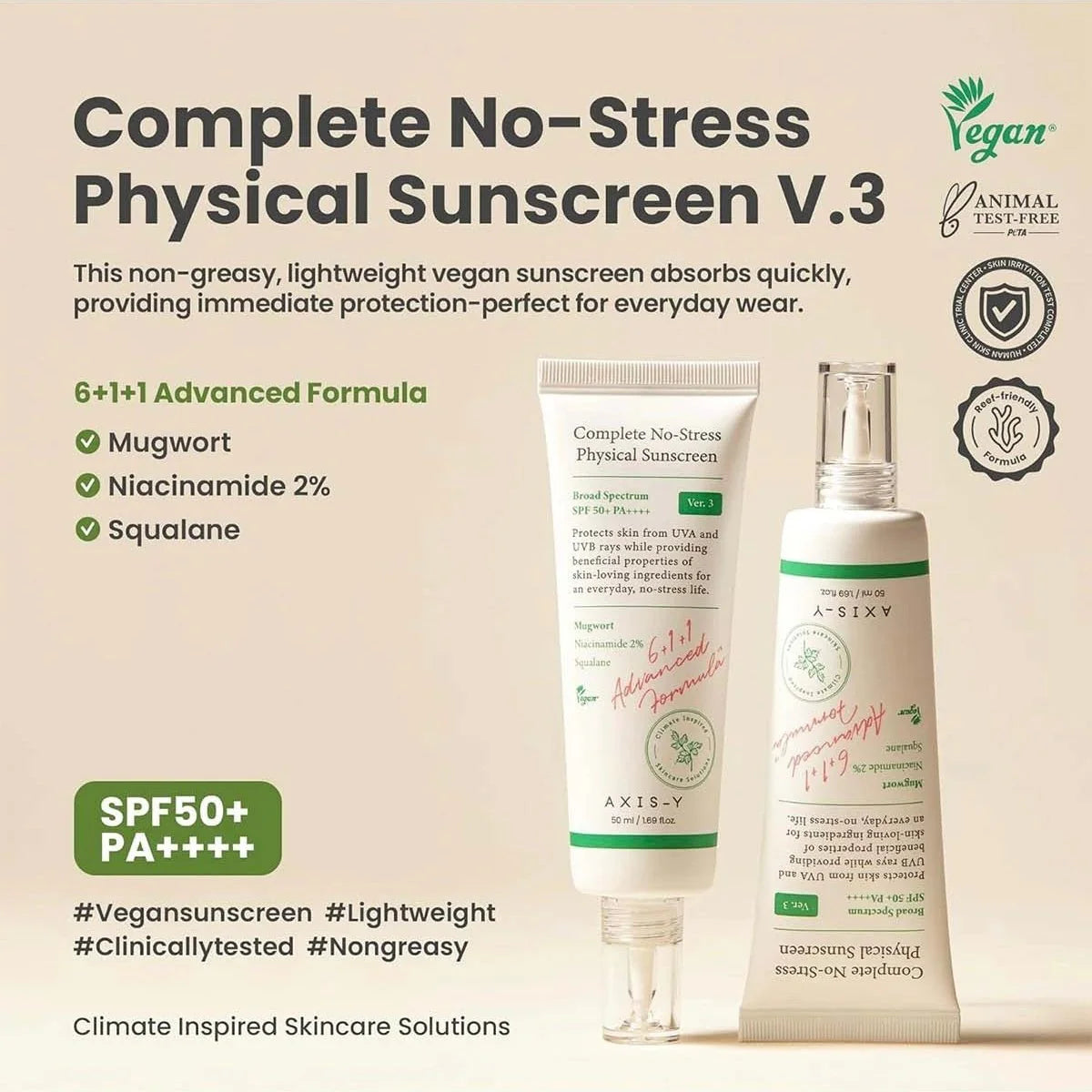 AXIS-Y Complete No- Stress Physical Sunscreen V.3 50ml-Wonder Skin