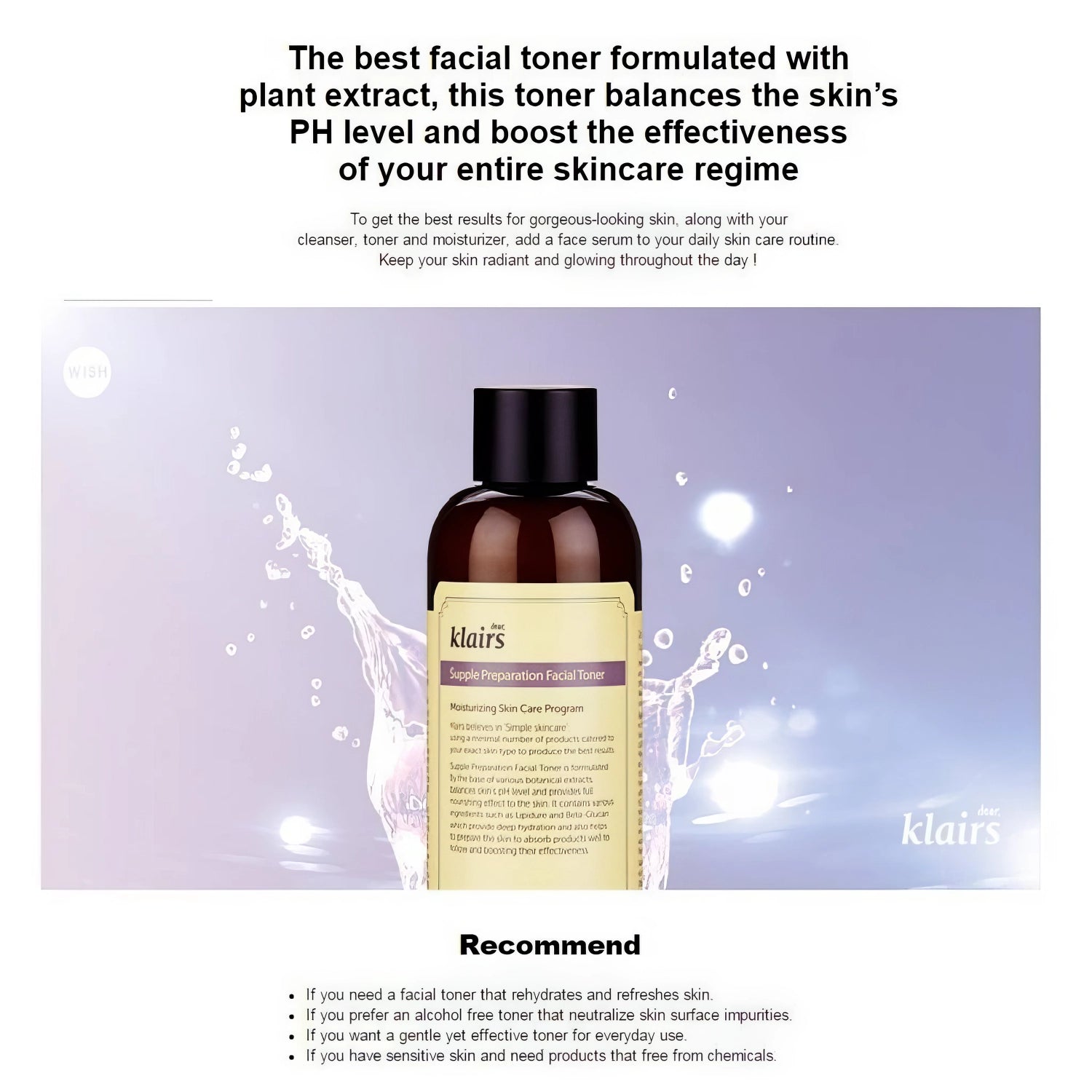 dear, Klairs Supple Preparation Facial Toner 180ml-Wonder Skin