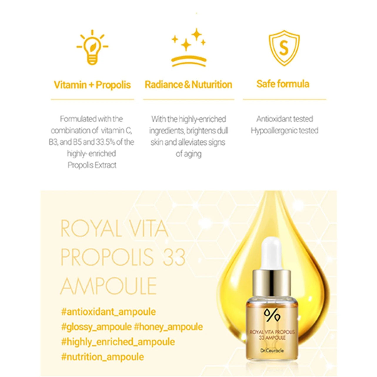 Dr. Ceuracle Royal Vita Propolis 33 Ampoule 15ml-Wonder Skin