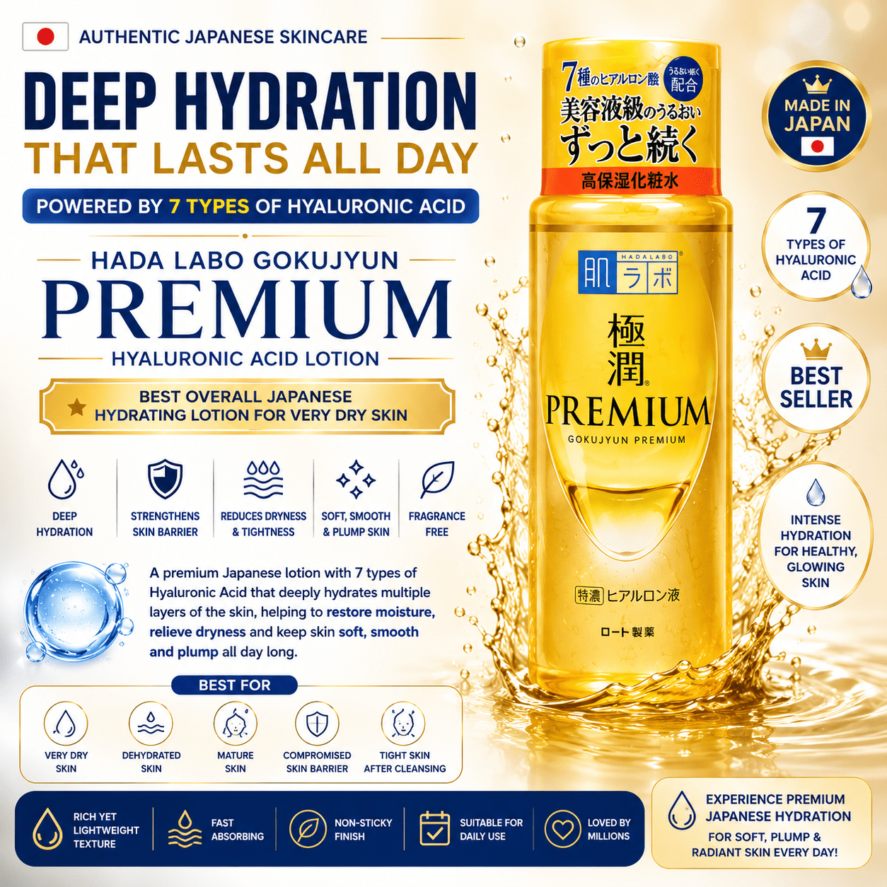 Hada Labo Gokujyun Premium Hydrating Lotion 170ml-Wonder Skin