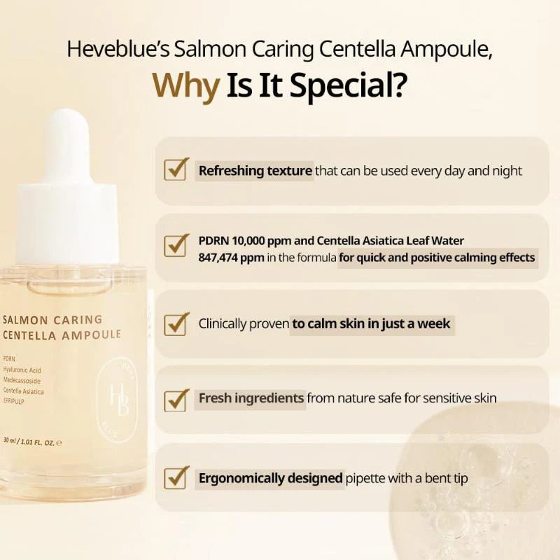 Heveblue Salmon Caring Centella Ampulle 30ml-Wonder Skin