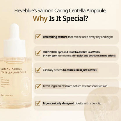 Heveblue Salmon Caring Centella Ampulle 30ml-Wonder Skin