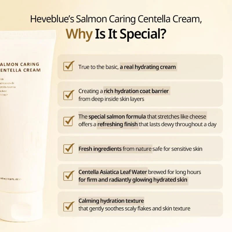 Heveblue Salmon Caring Centella Cream 100ml-Wonder Skin