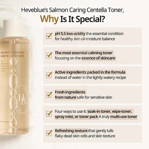 Heveblue Salmon Caring Centella Toner 200ml-Wonder Skin