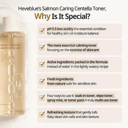 Heveblue Salmon Caring Centella Toner 200ml-Wonder Skin