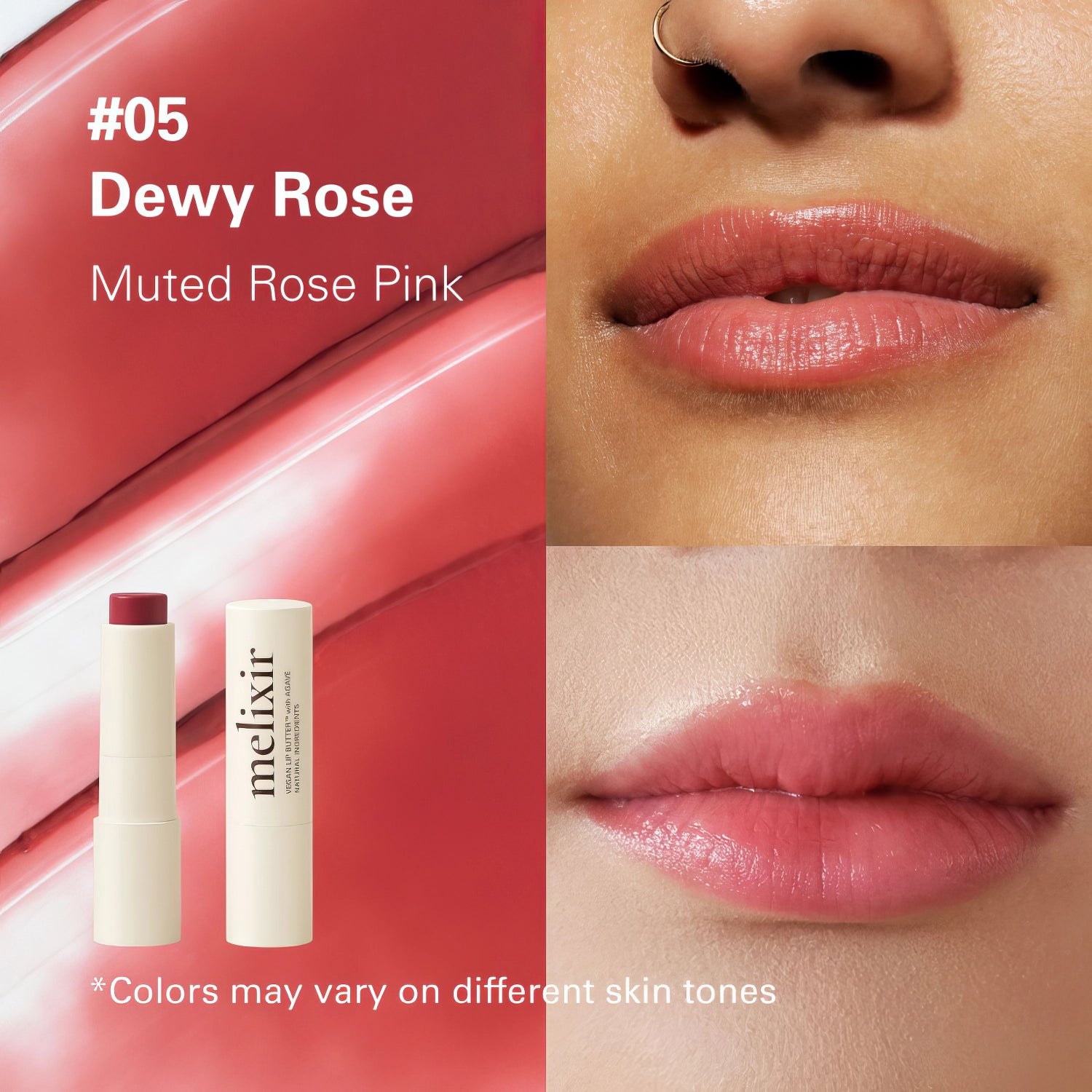 Melixir Vegan Lip Butter #05. Dewy Rose-Wonder Skin