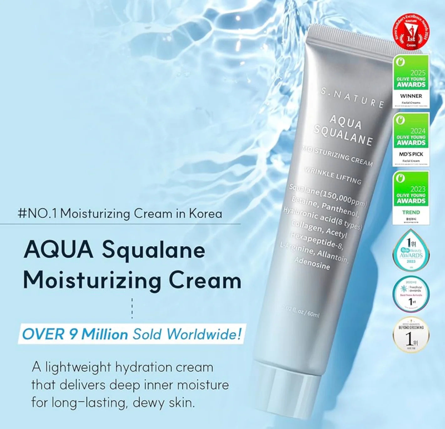 S.Nature Aqua Squalane Moisturizing Creme 60ml-Wonder Skin